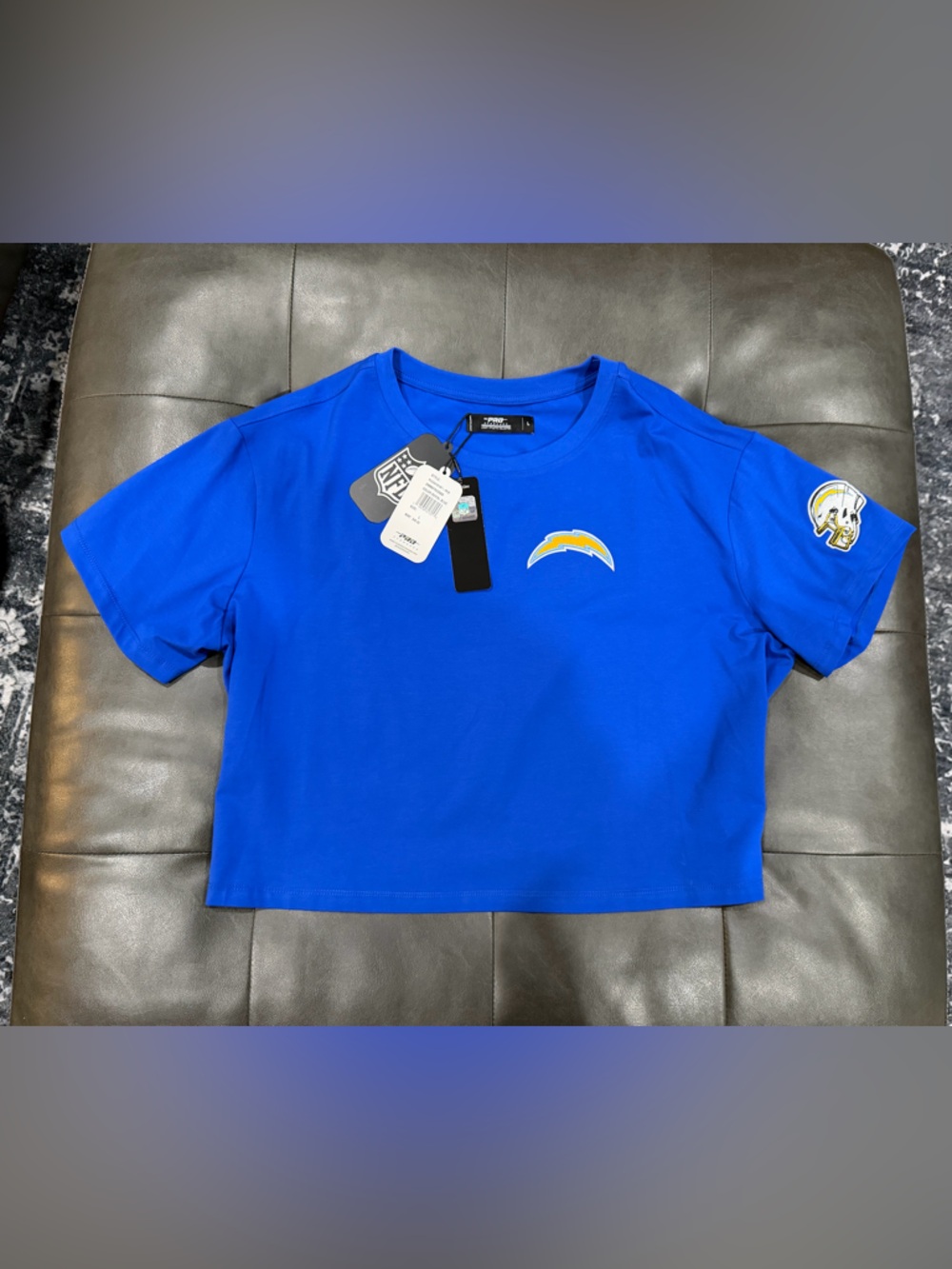 Women’s Royal Blue Chargers Crop Tee - Short Sleeve Team Top